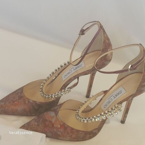 Jimmy Choo Bobbie Heels Shoes Brand New w/ box Sz 39 Rhinestones - Picture 9 of 15